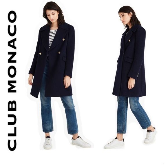 Club Monaco Jackets & Blazers - Club Monaco navy blue wool peacoat Sz S